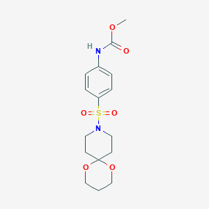molecular formula C16H22N2O6S B2646448 甲基（4-（1,5-二氧杂-9-氮杂螺[5.5]十一烷-9-磺酰基）苯基）氨基甲酸酯 CAS No. 1797648-47-5