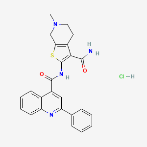 6-Methyl-2-(2-phenylquinoline-4-carboxamido)-4,5,6,7-tetrahydrothieno[2,3-c]pyridine-3-carboxamide hydrochloride