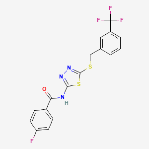 4-fluoro-N-(5-((3-(trifluoromethyl)benzyl)thio)-1,3,4-thiadiazol-2-yl)benzamide