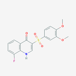 molecular formula C17H14FNO5S B2646452 3-[(3,4-二甲氧基苯基)磺酰基]-8-氟喹啉-4(1H)-酮 CAS No. 1707392-08-2