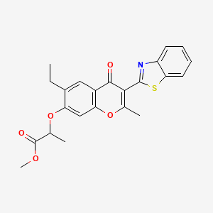 molecular formula C23H21NO5S B2646479 methyl 2-{[3-(1,3-benzothiazol-2-yl)-6-ethyl-2-methyl-4-oxo-4H-chromen-7-yl]oxy}propanoate CAS No. 314745-67-0