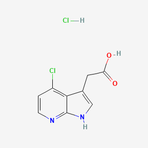 molecular formula C9H8Cl2N2O2 B2646495 盐酸2-{4-氯-1H-吡咯并[2,3-b]吡啶-3-基}乙酸 CAS No. 2137787-99-4