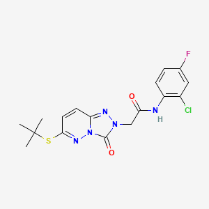 molecular formula C17H17ClFN5O2S B2646500 2-[6-(tert-butylthio)-3-oxo[1,2,4]triazolo[4,3-b]pyridazin-2(3H)-yl]-N-(2-chloro-4-fluorophenyl)acetamide CAS No. 1040653-77-7