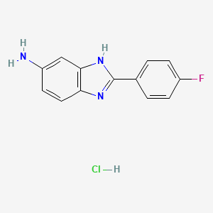 molecular formula C13H11ClFN3 B2646522 2-(4-fluorophenyl)-1H-1,3-benzodiazol-5-amine hydrochloride CAS No. 1707365-42-1