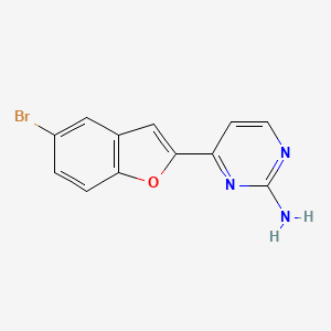 molecular formula C12H8BrN3O B2646523 4-(5-Bromo-1-benzofuran-2-yl)pyrimidin-2-amine CAS No. 1275259-26-1