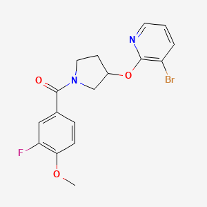 molecular formula C17H16BrFN2O3 B2646526 (3-((3-Bromopyridin-2-yl)oxy)pyrrolidin-1-yl)(3-fluoro-4-methoxyphenyl)methanone CAS No. 1904351-09-2