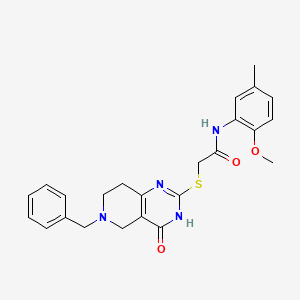 molecular formula C24H26N4O3S B2646527 2-((6-苄基-4-氧代-3,4,5,6,7,8-六氢吡啶并[4,3-d]嘧啶-2-基)硫代)-N-(2-甲氧基-5-甲基苯基)乙酰胺 CAS No. 946295-66-5