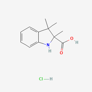 molecular formula C12H16ClNO2 B2646536 2,3,3-三甲基-1H-吲哚-2-羧酸；盐酸盐 CAS No. 2402828-70-8