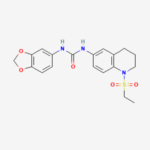 molecular formula C19H21N3O5S B2646537 1-(Benzo[d][1,3]dioxol-5-yl)-3-(1-(ethylsulfonyl)-1,2,3,4-tetrahydroquinolin-6-yl)urea CAS No. 1203213-28-8