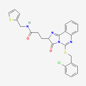 molecular formula C25H21ClN4O2S2 B2646541 3-(5-{[(2-chlorophenyl)methyl]sulfanyl}-3-oxo-2H,3H-imidazo[1,2-c]quinazolin-2-yl)-N-[(thiophen-2-yl)methyl]propanamide CAS No. 1028649-01-5