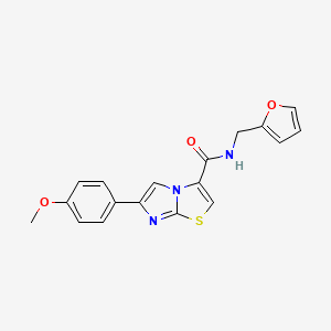 molecular formula C18H15N3O3S B2646556 N-(呋喃-2-基甲基)-6-(4-甲氧基苯基)咪唑并[2,1-b]噻唑-3-甲酰胺 CAS No. 1049410-48-1