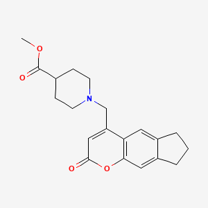 molecular formula C20H23NO4 B2646584 methyl 1-({2-oxo-2H,6H,7H,8H-cyclopenta[g]chromen-4-yl}methyl)piperidine-4-carboxylate CAS No. 851290-22-7