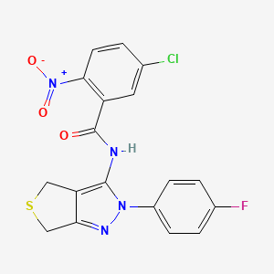 molecular formula C18H12ClFN4O3S B2646587 5-chloro-N-(2-(4-fluorophenyl)-4,6-dihydro-2H-thieno[3,4-c]pyrazol-3-yl)-2-nitrobenzamide CAS No. 450343-13-2