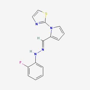 2-{2-[(1E)-[2-(2-fluorophenyl)hydrazin-1-ylidene]methyl]-1H-pyrrol-1-yl}-1,3-thiazole