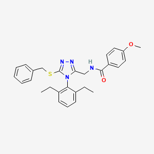 N-((5-(benzylthio)-4-(2,6-diethylphenyl)-4H-1,2,4-triazol-3-yl)methyl)-4-methoxybenzamide