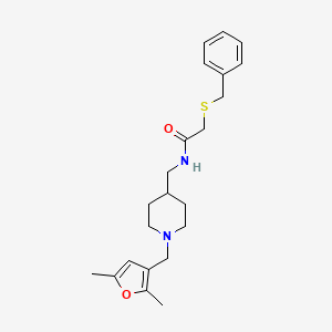 2-(benzylthio)-N-((1-((2,5-dimethylfuran-3-yl)methyl)piperidin-4-yl)methyl)acetamide