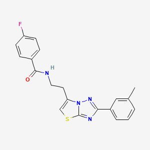 molecular formula C20H17FN4OS B2646628 4-氟-N-(2-(2-(间甲苯基)噻唑并[3,2-b][1,2,4]三唑-6-基)乙基)苯甲酰胺 CAS No. 894050-29-4