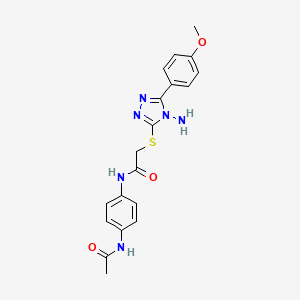 molecular formula C19H20N6O3S B2646633 N-[4-(acetylamino)phenyl]-2-{[4-amino-5-(4-methoxyphenyl)-4H-1,2,4-triazol-3-yl]sulfanyl}acetamide CAS No. 840497-55-4