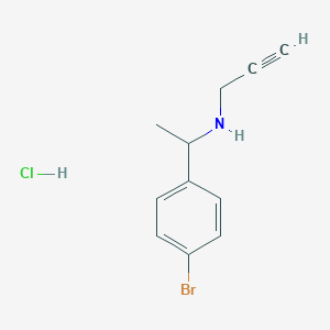 molecular formula C11H13BrClN B2646636 N-[1-(4-Bromophenyl)ethyl]prop-2-yn-1-amine;hydrochloride CAS No. 2387695-90-9