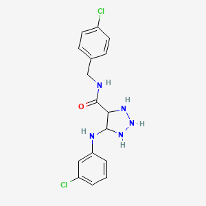 molecular formula C16H13Cl2N5O B2646643 5-[(3-氯苯基)氨基]-N-[(4-氯苯基)甲基]-1H-1,2,3-三唑-4-甲酰胺 CAS No. 1189876-58-1