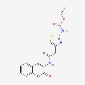 molecular formula C17H15N3O5S B2646649 ethyl (4-(2-oxo-2-((2-oxo-2H-chromen-3-yl)amino)ethyl)thiazol-2-yl)carbamate CAS No. 1206986-48-2