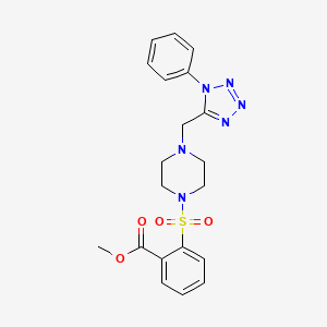 molecular formula C20H22N6O4S B2646652 methyl 2-((4-((1-phenyl-1H-tetrazol-5-yl)methyl)piperazin-1-yl)sulfonyl)benzoate CAS No. 1049481-91-5