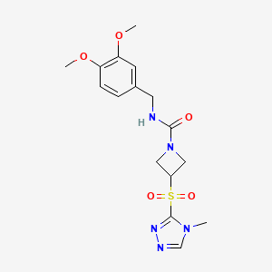 molecular formula C16H21N5O5S B2646656 N-(3,4-二甲氧基苄基)-3-((4-甲基-4H-1,2,4-三唑-3-基)磺酰基)氮杂环丁烷-1-甲酰胺 CAS No. 2310122-33-7