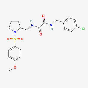 molecular formula C21H24ClN3O5S B2646658 N1-(4-氯苄基)-N2-((1-((4-甲氧苯基)磺酰基)吡咯烷-2-基)甲基)草酰胺 CAS No. 896286-30-9