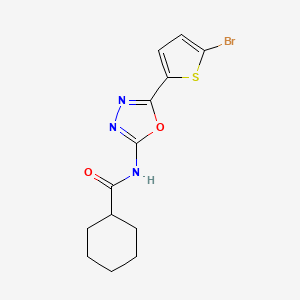 molecular formula C13H14BrN3O2S B2646659 N-(5-(5-bromothiophen-2-yl)-1,3,4-oxadiazol-2-yl)cyclohexanecarboxamide CAS No. 1021036-22-5