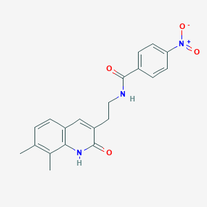 molecular formula C20H19N3O4 B2646661 N-(2-(7,8-dimethyl-2-oxo-1,2-dihydroquinolin-3-yl)ethyl)-4-nitrobenzamide CAS No. 851407-86-8