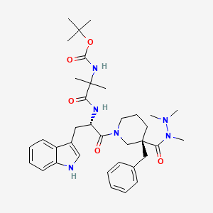 molecular formula C36H50N6O5 B2646666 tert-Butyl (1-(((S)-1-((R)-3-benzyl-3-(1,2,2-trimethylhydrazinecarbonyl)piperidin-1-yl)-3-(1H-indol-3-yl)-1-oxopropan-2-yl)amino)-2-methyl-1-oxopropan-2-yl)carbamate CAS No. 883572-59-6