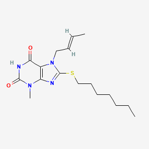 molecular formula C17H26N4O2S B2646668 7-[(E)-but-2-enyl]-8-heptylsulfanyl-3-methylpurine-2,6-dione CAS No. 306733-10-8