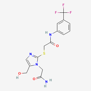 2-((1-(2-amino-2-oxoethyl)-5-(hydroxymethyl)-1H-imidazol-2-yl)thio)-N-(3-(trifluoromethyl)phenyl)acetamide