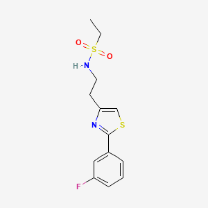 molecular formula C13H15FN2O2S2 B2646684 N-[2-[2-(3-氟苯基)-1,3-噻唑-4-基]乙基]乙磺酰胺 CAS No. 923164-44-7