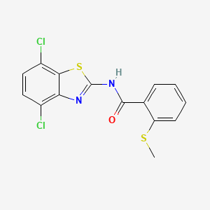 molecular formula C15H10Cl2N2OS2 B2646686 N-(4,7-dichlorobenzo[d]thiazol-2-yl)-2-(methylthio)benzamide CAS No. 896026-50-9