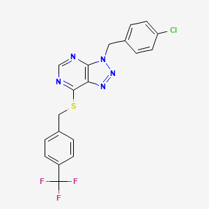 molecular formula C19H13ClF3N5S B2646687 3-(4-chlorobenzyl)-7-((4-(trifluoromethyl)benzyl)thio)-3H-[1,2,3]triazolo[4,5-d]pyrimidine CAS No. 896678-43-6