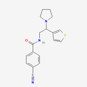 molecular formula C18H19N3OS B2646691 4-cyano-N-(2-(pyrrolidin-1-yl)-2-(thiophen-3-yl)ethyl)benzamide CAS No. 954647-20-2