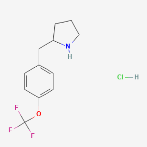 molecular formula C12H15ClF3NO B2646702 2-[[4-(三氟甲氧基)苯基]甲基]吡咯烷;盐酸盐 CAS No. 2309455-76-1