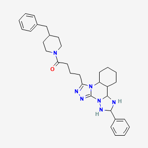 1-(4-Benzylpiperidin-1-yl)-4-(9-phenyl-2,4,5,7,8,10-hexazatetracyclo[10.4.0.02,6.07,11]hexadeca-3,5-dien-3-yl)butan-1-one