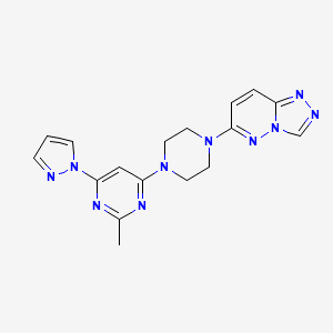 molecular formula C17H18N10 B2646720 2-methyl-4-(1H-pyrazol-1-yl)-6-(4-{[1,2,4]triazolo[4,3-b]pyridazin-6-yl}piperazin-1-yl)pyrimidine CAS No. 2415620-70-9