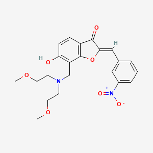 molecular formula C22H24N2O7 B2646721 (Z)-7-((双(2-甲氧基乙基)氨基)甲基)-6-羟基-2-(3-硝基亚苄基)苯并呋喃-3(2H)-酮 CAS No. 896822-10-9