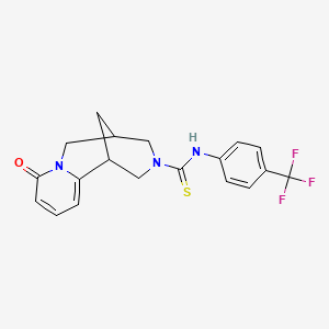 molecular formula C19H18F3N3OS B2646727 8-oxo-N-(4-(trifluoromethyl)phenyl)-4,5,6,8-tetrahydro-1H-1,5-methanopyrido[1,2-a][1,5]diazocine-3(2H)-carbothioamide CAS No. 399002-18-7