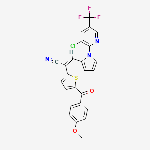 molecular formula C25H15ClF3N3O2S B2646736 3-{1-[3-chloro-5-(trifluoromethyl)-2-pyridinyl]-1H-pyrrol-2-yl}-2-[5-(4-methoxybenzoyl)-2-thienyl]acrylonitrile CAS No. 338966-77-1