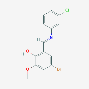 molecular formula C14H11BrClNO2 B2646739 4-Bromo-2-{[(3-chlorophenyl)imino]methyl}-6-methoxybenzenol CAS No. 338750-57-5