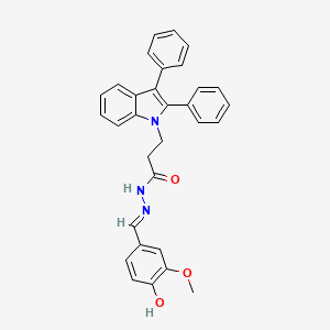 molecular formula C31H27N3O3 B2646745 (E)-3-(2,3-diphenyl-1H-indol-1-yl)-N'-(4-hydroxy-3-methoxybenzylidene)propanehydrazide CAS No. 301160-33-8