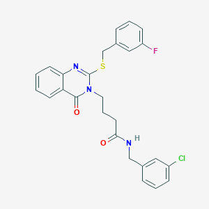 molecular formula C26H23ClFN3O2S B2646746 N-(3-chlorobenzyl)-4-(2-((3-fluorobenzyl)thio)-4-oxoquinazolin-3(4H)-yl)butanamide CAS No. 451464-82-7