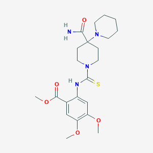 molecular formula C22H32N4O5S B264675 Methyl 2-({[4-(aminocarbonyl)-4,1'-bipiperidin-1-yl]carbothioyl}amino)-4,5-dimethoxybenzoate 