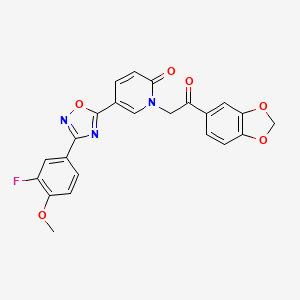 molecular formula C23H16FN3O6 B2646754 1-[2-(1,3-benzodioxol-5-yl)-2-oxoethyl]-5-[3-(3-fluoro-4-methoxyphenyl)-1,2,4-oxadiazol-5-yl]pyridin-2(1H)-one CAS No. 1396863-95-8