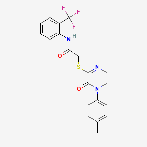 molecular formula C20H16F3N3O2S B2646756 2-((3-oxo-4-(p-tolyl)-3,4-dihydropyrazin-2-yl)thio)-N-(2-(trifluoromethyl)phenyl)acetamide CAS No. 941888-11-5