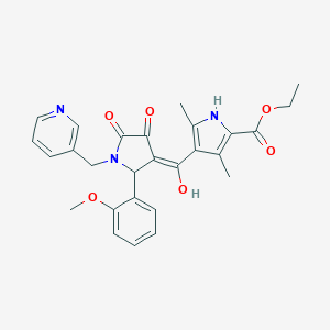 molecular formula C27H27N3O6 B264676 ethyl 4-{[4-hydroxy-2-(2-methoxyphenyl)-5-oxo-1-(3-pyridinylmethyl)-2,5-dihydro-1H-pyrrol-3-yl]carbonyl}-3,5-dimethyl-1H-pyrrole-2-carboxylate 